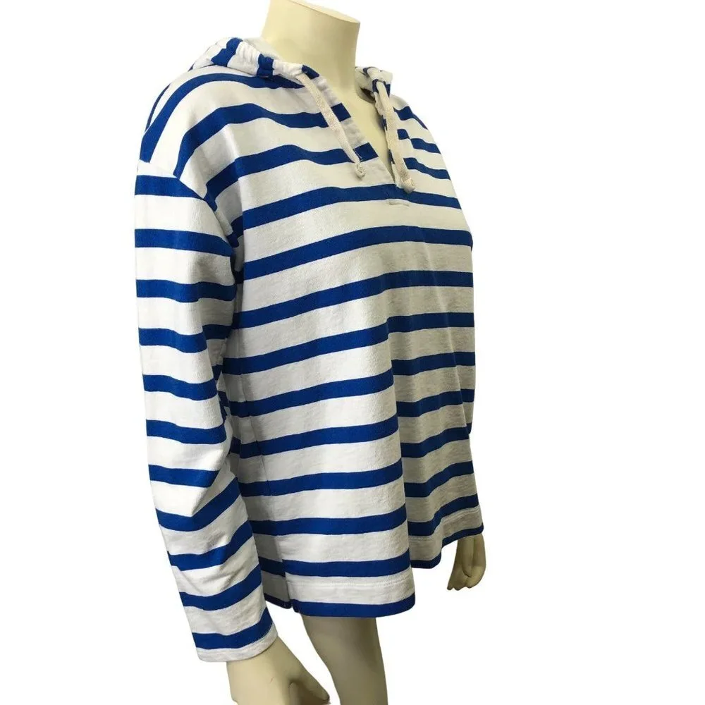 J CREW‎ WOMEN  STRIPE HOODED SWEATSHIRT MD